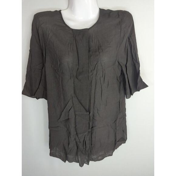 Reiss Carine Short Sleeve Dark Gray Half Button Top Women's Size 2 - Picture 3 of 11